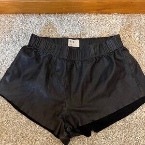 Leather micro shorts